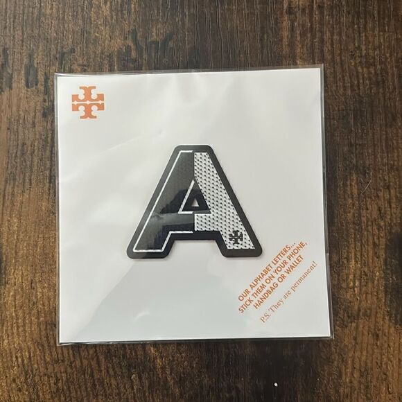 Tory Burch Initial Sticker - “A” in Navy / Ivory New in Plastic - Picture 2 of 4